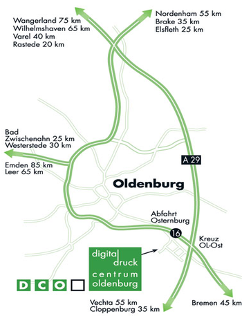 Anfahrtsbeschreibung zur Druckerei DCO Digitaldruck Centrum Oldenburg